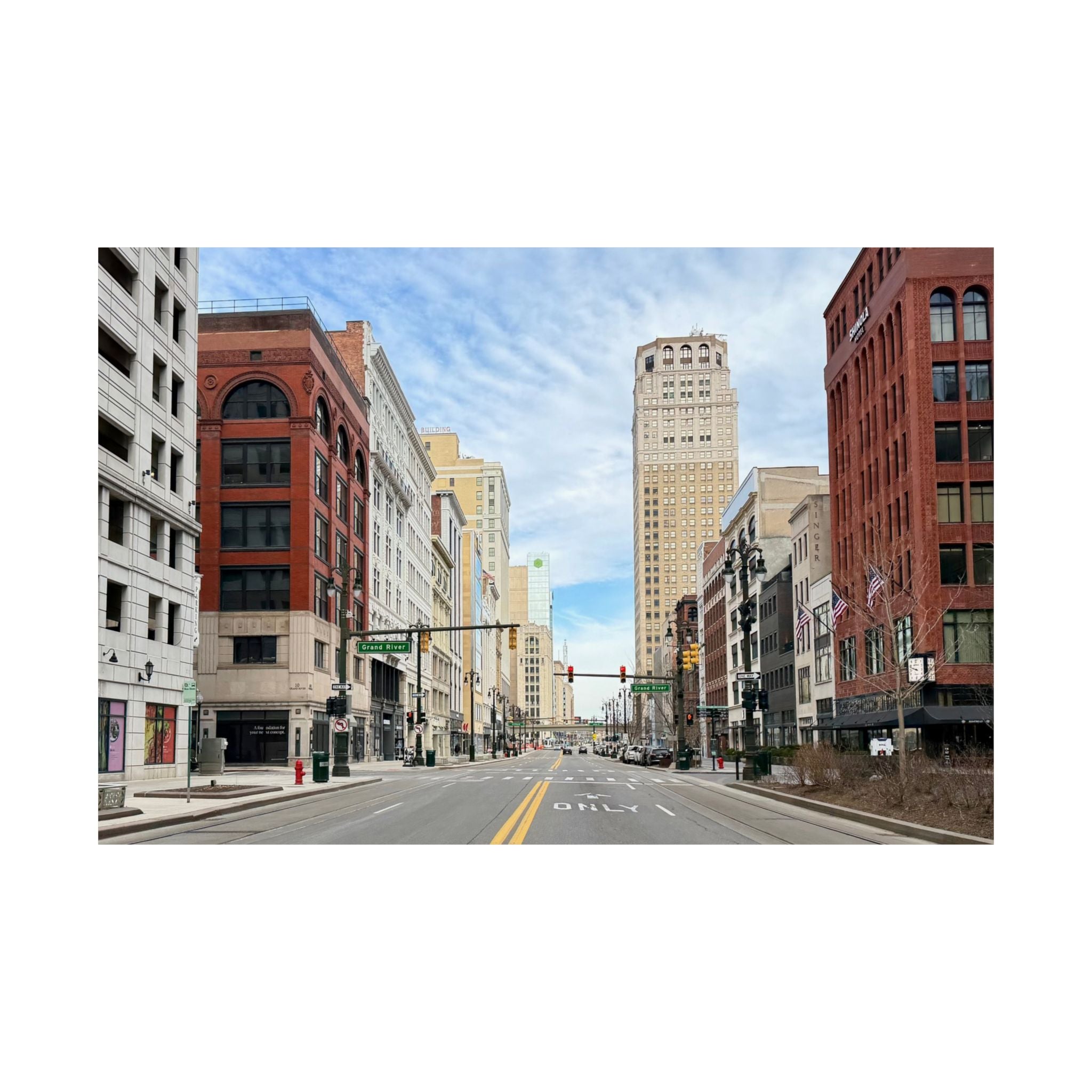 Detroit, Michigan — Woodward Avenue, Early Morning