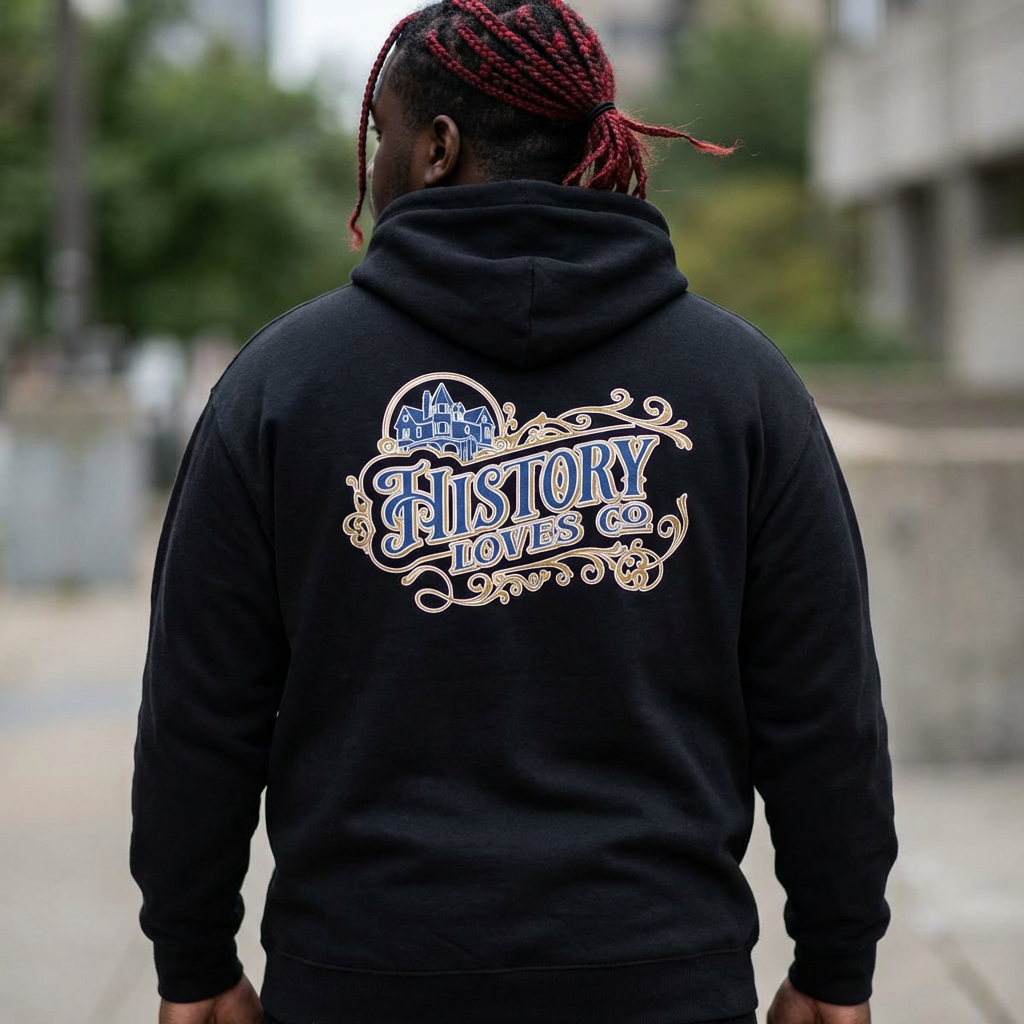 History Loves Company Full-Zip Hoodie – Vintage Crest Detroit Streetwear | Heritage Travel Hoodie