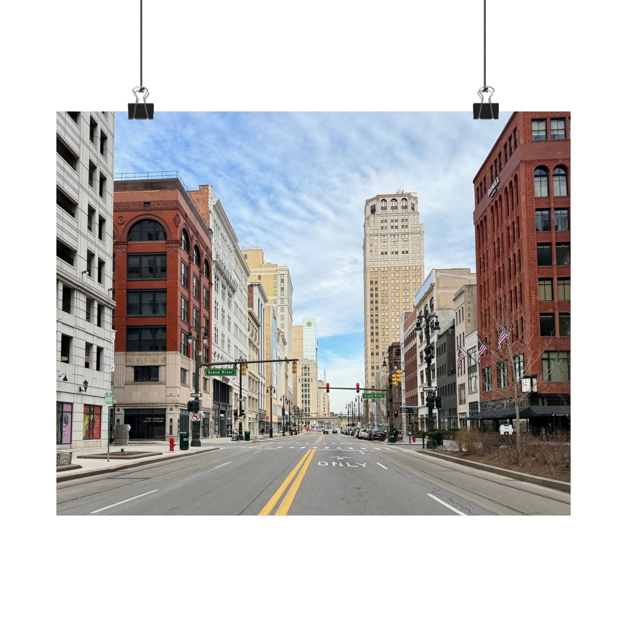 Detroit, Michigan — Woodward Avenue, Early Morning